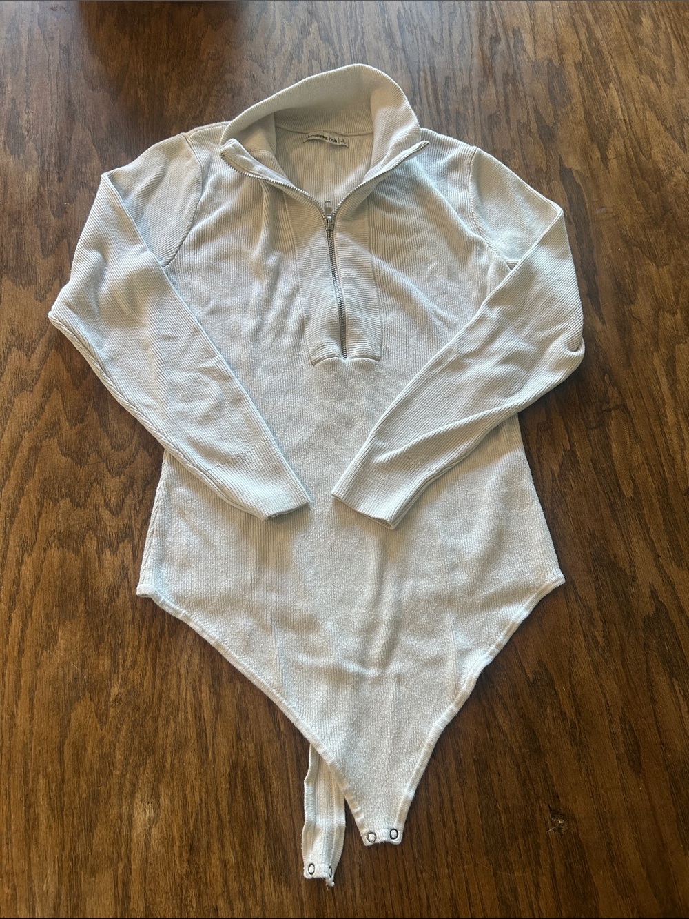 Abercrombie & Fitch Cream Zip Front Ribbed Sweater